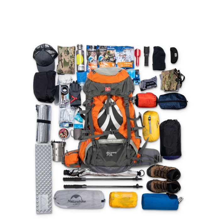 Рюкзак туристичний Naturehike NH70B070-B, 70 л + 5 л, чорний 
