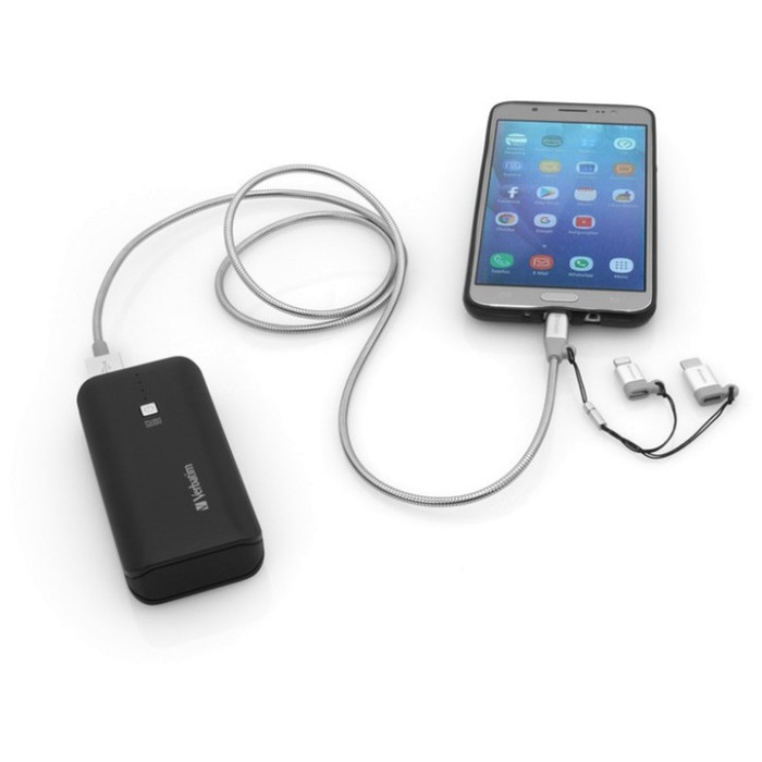 Кабель Verbatim 3в1 USB - USB-C + Lightning + MicroUSB 1 м Silver 