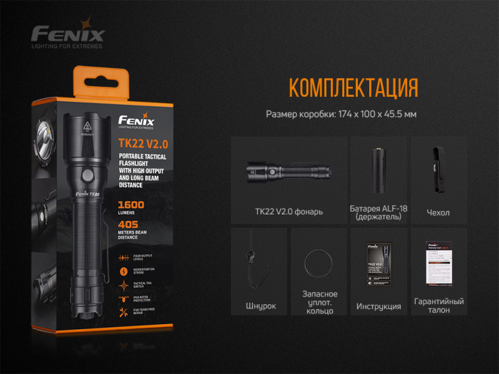 Ліхтар Fenix TK22 V2.0 Luminus SST-40 