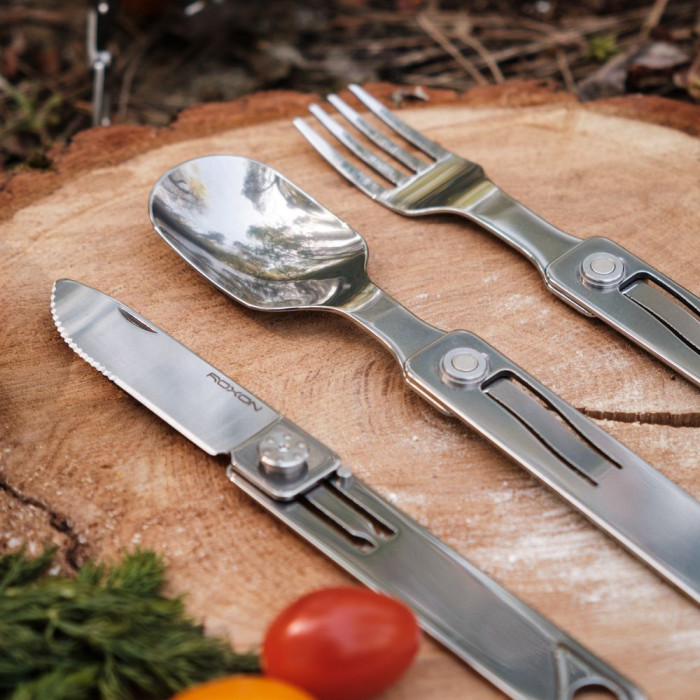 Набір столових приборів Roxon C1S 3 in1 (ложка, виделка, ніж), нержавіюча сталь 