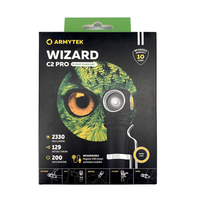 Ліхтар Armytek Wizard C2 Pro v4 Magnet USB+ABM01+18650 XHP50.2 Warm (Відкрита упаковка/заміна дрота зарядки) 
