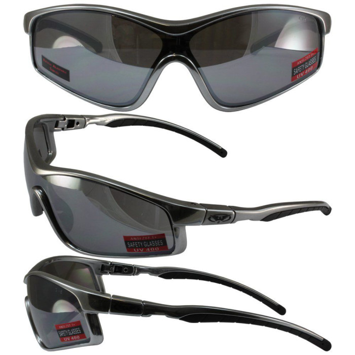 Окуляри Global Vision Home Run full silver (silver mirror) дзеркальні чорні в сріблястій оправі 