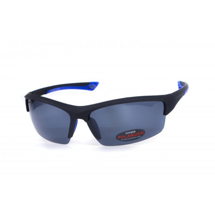 Окуляри поляризаційні BluWater Daytona - 1 Polarized (gray), сірі в чорно-синій оправі 