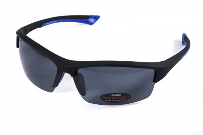 Окуляри поляризаційні BluWater Daytona - 1 Polarized (gray), сірі в чорно-синій оправі 