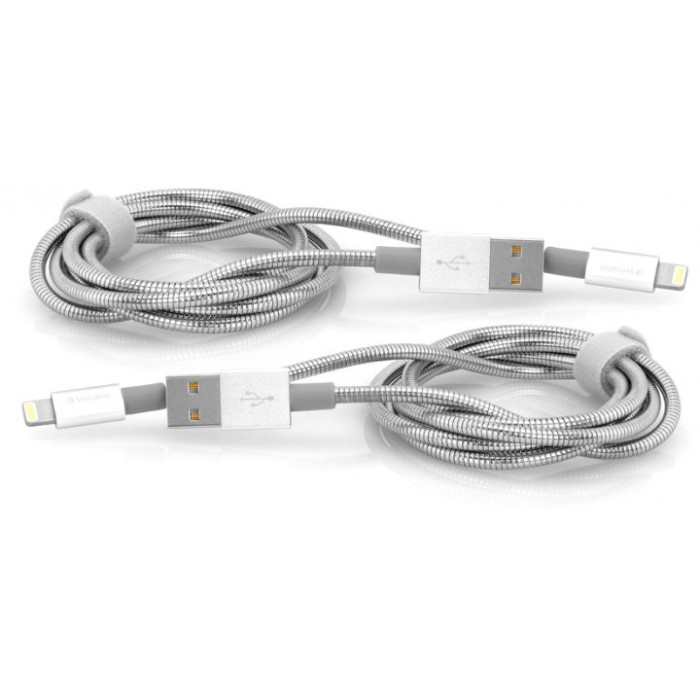 Кабель Verbatim USB-Lightning 1 м + 1 м 2 шт Сріблястий 