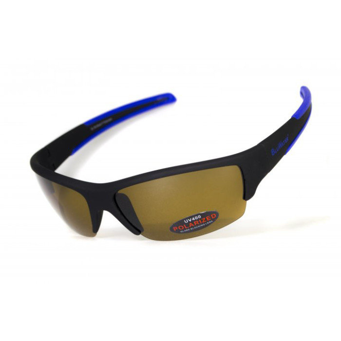 Окуляри поляризаційні BluWater Daytona-2 Polarized (brown), коричневі в чорно-синій оправі 