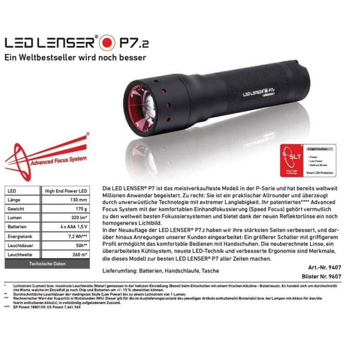 Кишеньковий ліхтар Led Lenser P7.2, 320 лм (блістер) 