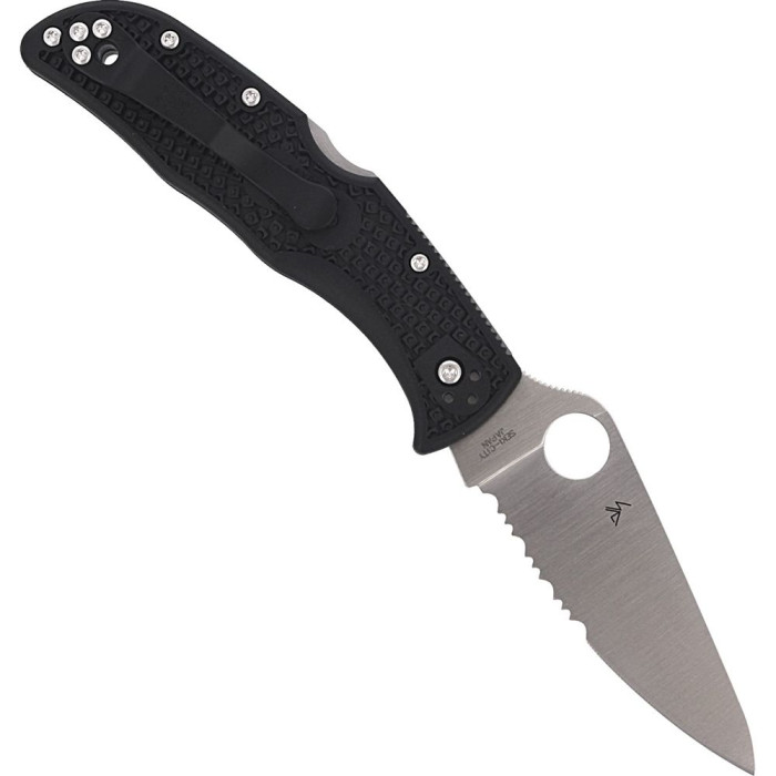Ніж Spyderco Endela, Thin Blue Line, напівсерейтор (C243FPSBKBL) 