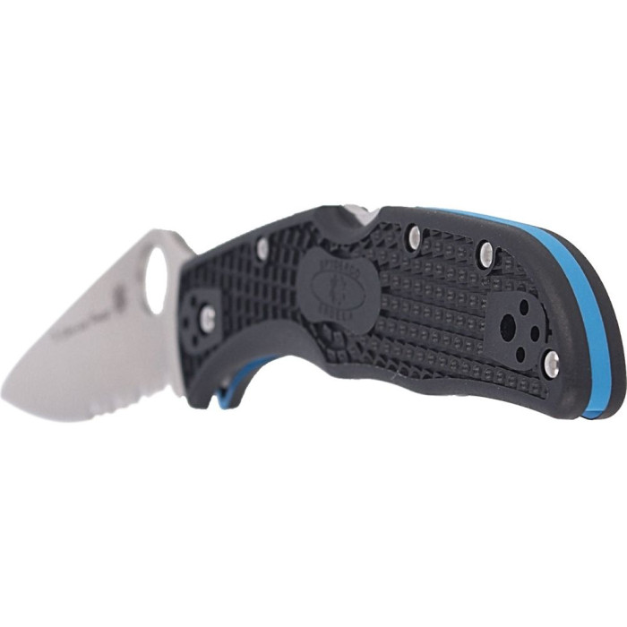 Ніж Spyderco Endela, Thin Blue Line, напівсерейтор (C243FPSBKBL) 