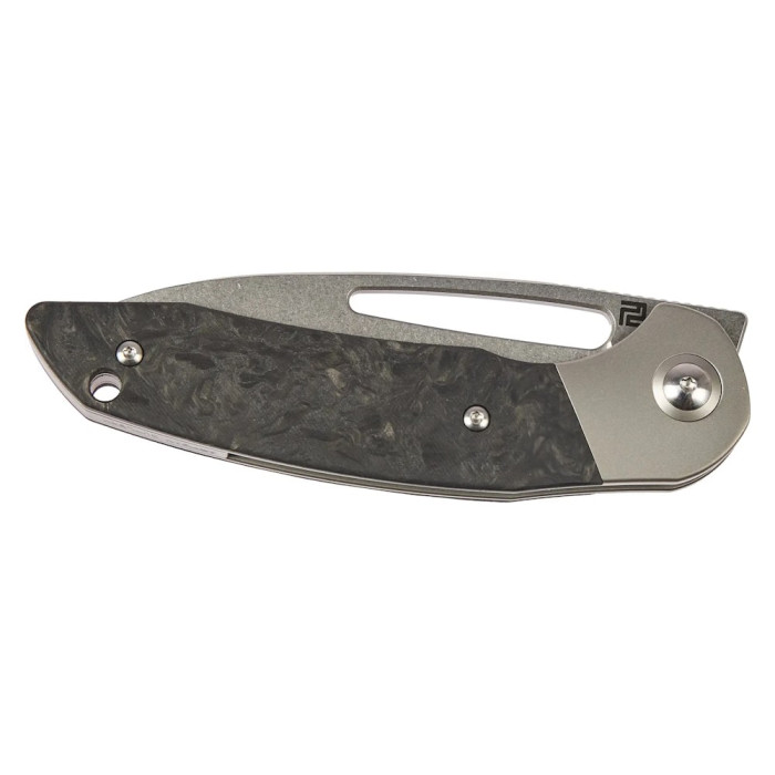 Ніж Artisan Tylos, S35VN Stell, Titanium+Marbled carbon fibre gray 
