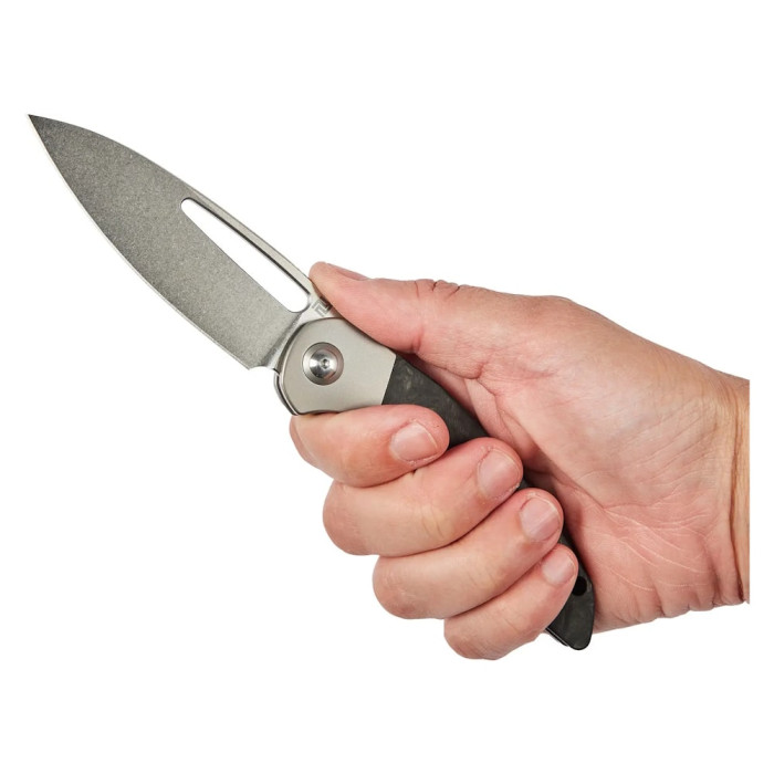 Ніж Artisan Tylos, S35VN Stell, Titanium+Marbled carbon fibre gray 