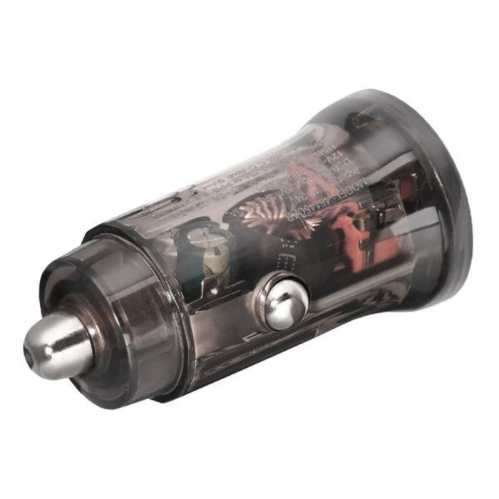 Автомобільний зарядний пристрій Brevia ePower DualCharge 45W 1xUSB-C+1xUSB-A, transparent black 