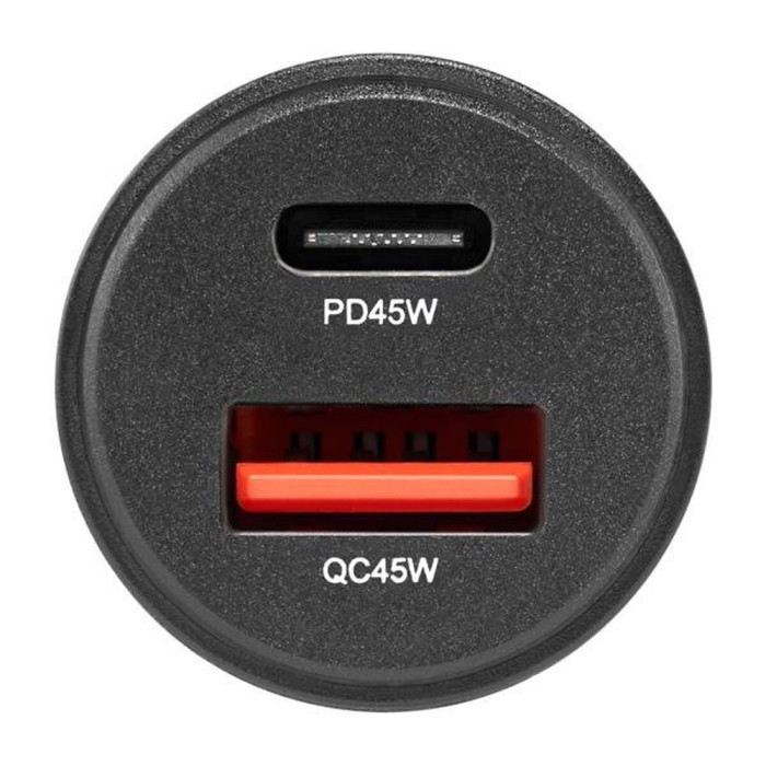 Автомобільний зарядний пристрій Brevia ePower DualCharge 45W 1xUSB-C+1xUSB-A, transparent black 