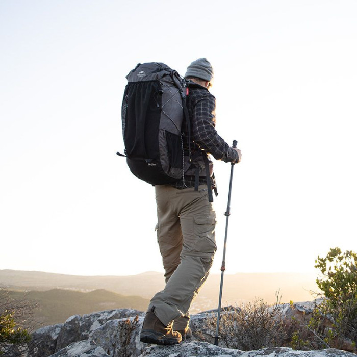 Рюкзак туристичний Naturehike Rock NH19BP095, 60+5 л, графіт в клітинку 