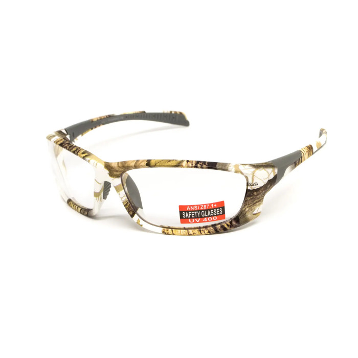 Окуляри захисні Global Vision Hercules-5 White Camo (clear), прозорі в камуфльованій оправі 