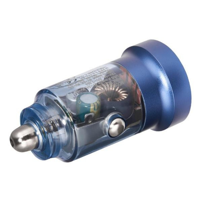 Автомобільний зарядний пристрій Brevia ePower DualCharge 45W 1xUSB-C+1xUSB-A, transparent blue 