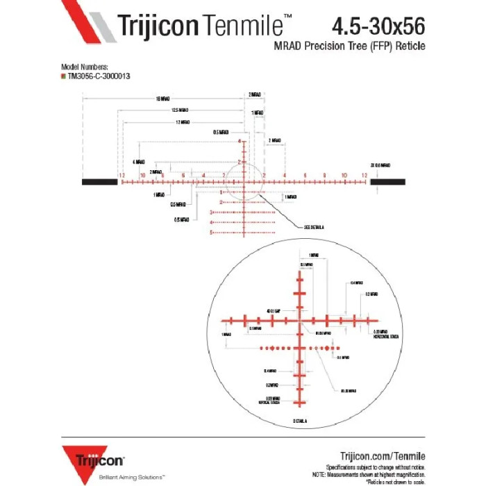 Приціл оптичний Trijicon Tenmile 4.5-30x56 Red/Green MRAD Precision Tree FFP 