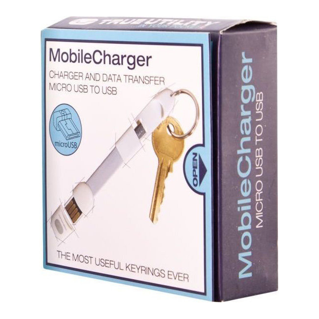 Брелок Мобільний зарядний пристрій True Utility Micro USB TU290 White 