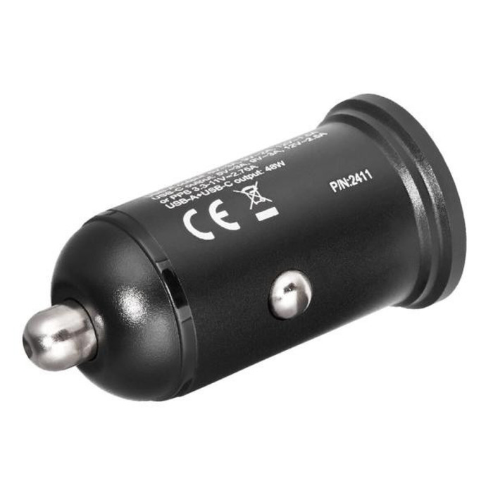 Автомобільний зарядний пристрій Brevia ePower DualCharge 48W 1xUSB-C+1xUSB-A, black 