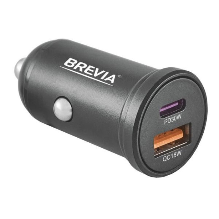 Автомобільний зарядний пристрій Brevia ePower DualCharge 48W 1xUSB-C+1xUSB-A, black 