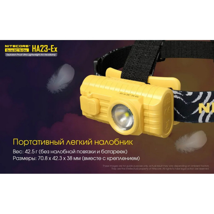 Ліхтар налобний вибухозахищений Nitecore HA23-EX (Cree XP-G, 100 люмен, 3 режими, 2xAA) 