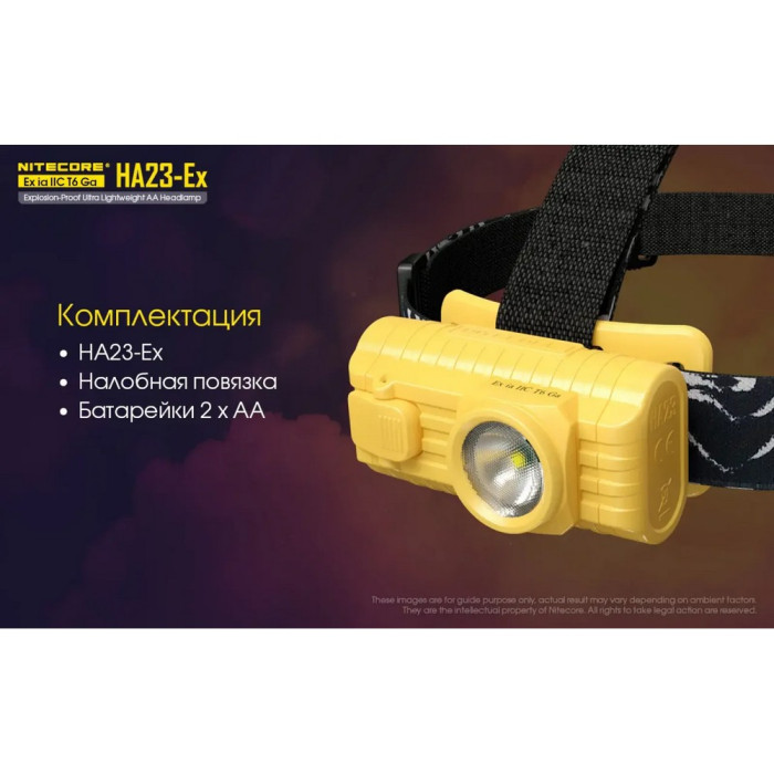Ліхтар налобний вибухозахищений Nitecore HA23-EX (Cree XP-G, 100 люмен, 3 режими, 2xAA) 