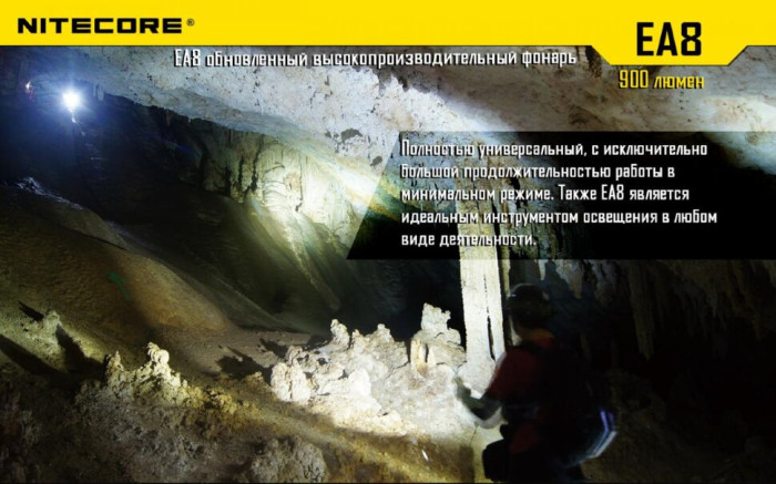 Кишеньковий ліхтар Nitecore EA8, 900 люмен (6-1059w), теплий 