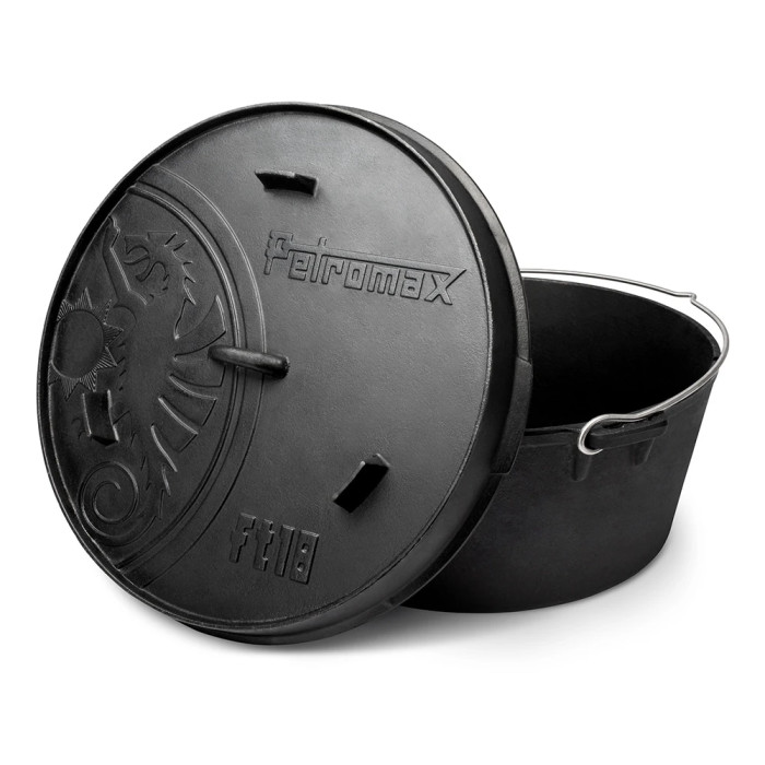 Казан-жарівня чавунна Petromax Dutch Oven ft18 плоске дно 16,1 л 