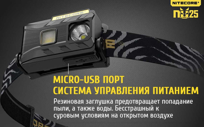 Ліхтар налобний Nitecore NU25, білий 