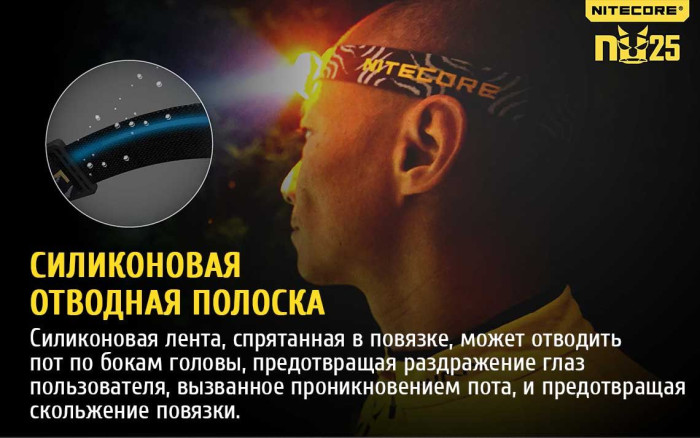 Ліхтар налобний Nitecore NU25, білий 