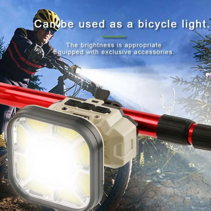 Ліхтар налобний Police 826XS-XPE+8COB, 1x18650, вело кріплення, ЗП Type-C, Box 