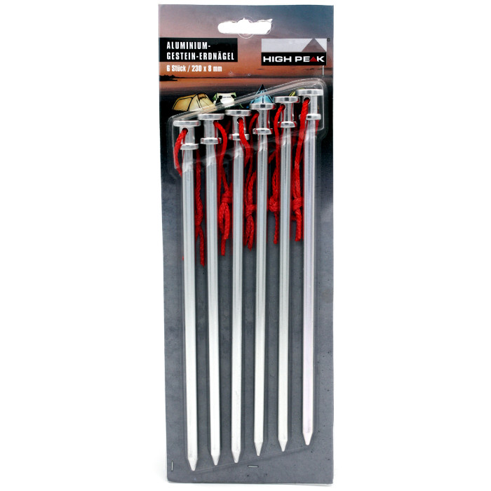 Кілочки High Peak Alloy Rock Peg 23 см 6 шт. - сріблясті (42232) 
