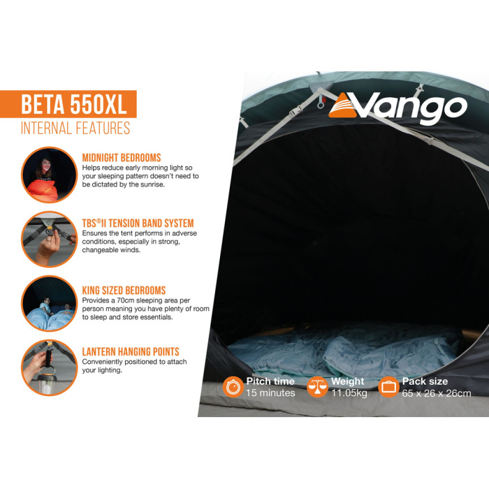 Намет п'ятимісний Vango Beta 550XL Mineral Green (TEUBETA00000002) (930842)