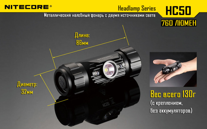 Ліхтар налобний Nitecore HC50 