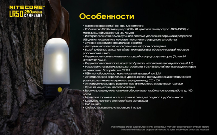 Ліхтар кемпінговий Nitecore LR50 Power Bank 