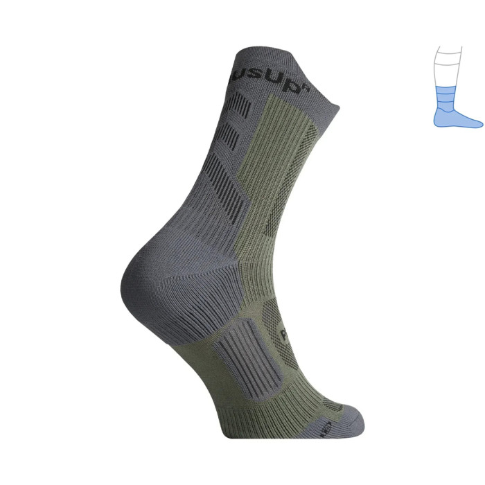 Компресійні шкарпетки захисні літні Protector ShortDry PRO сірий-хакі S 36-39 