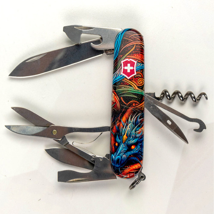 Складаний ніж Victorinox CLIMBER ZODIAC Сапфіровий дракон 1.3703.Z3260p 