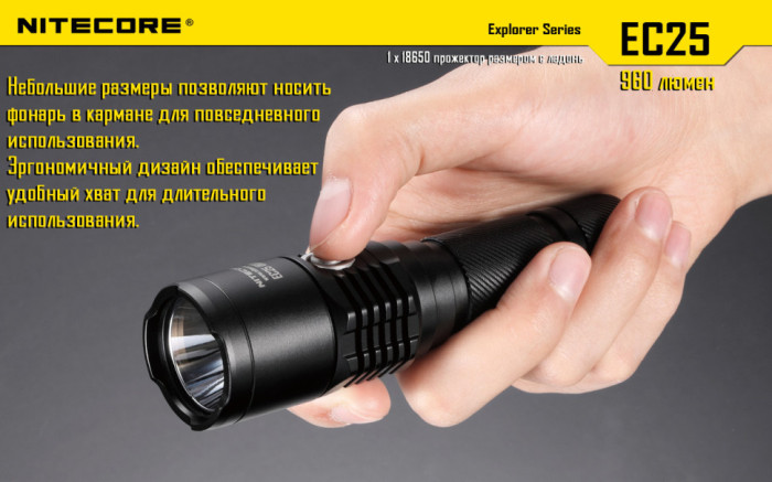 Кишеньковий ліхтар Nitecore EC25 COBRA, 860 люмен (6-1039), холодний 