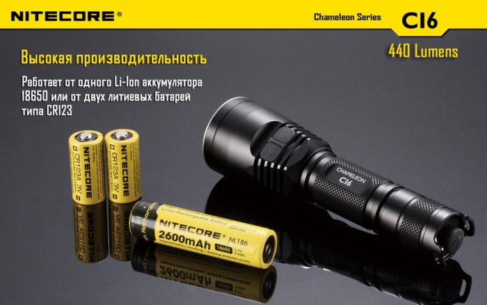 Тактичний Ліхтар Nitecore CI6 (білий + інфрачервоний + RGB), 440 люмен 
