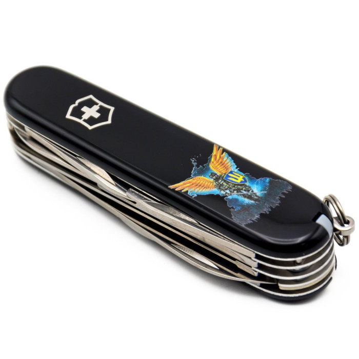 HUNTSMAN UKRAINE 91мм/15функ/чорн /штоп/ножн/пила/гачок /Ангел ЗСУ 