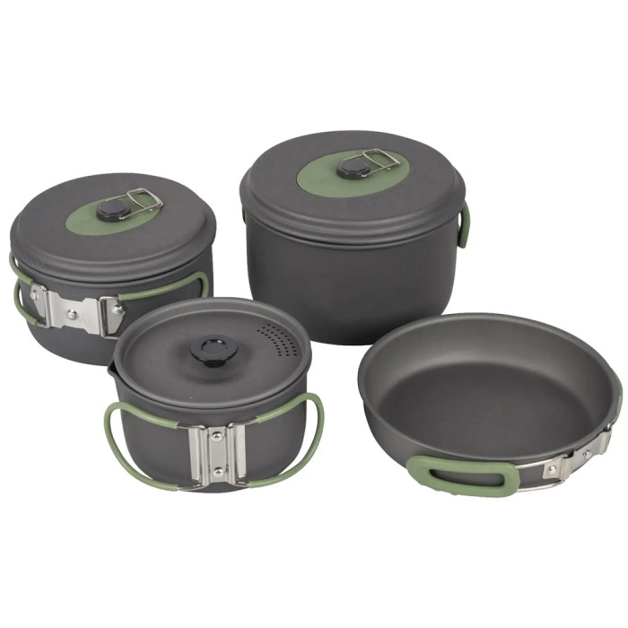 Набір посуду Bo-Camp Explorer 4 Pieces 19 Hard Anodized Grey/Green (2200241) 