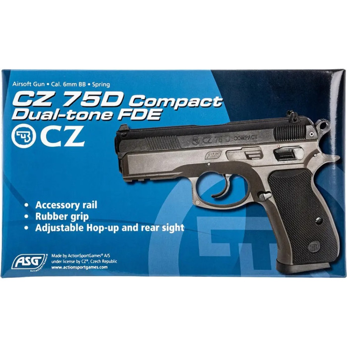 Пістолет страйкбольний ASG CZ 75D Compact FDE Spring кал. 6 мм 