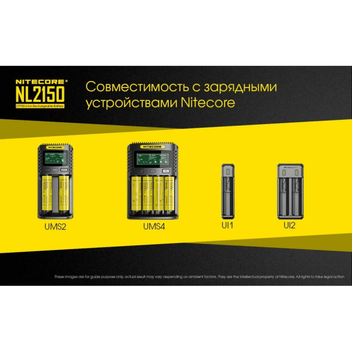 Акумулятор літієвий Li-Ion 21700 Nitecore NL2150 3.6 V (5000mAh), захищений 