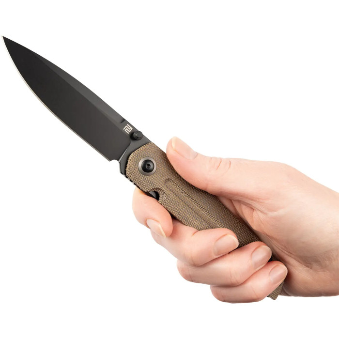 Ніж Artisan Sirius Black Blade, S35VN Steel, Micarta od green 