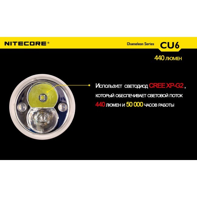Тактичний Ліхтар Nitecore CU6 (білий + ультрафіолет + RGB ), 440 люмен 