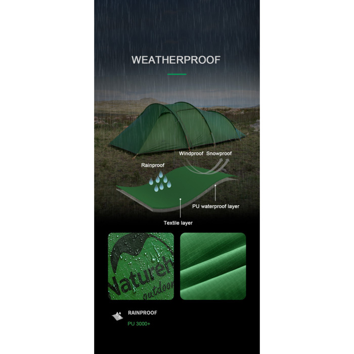Намет тримісний Naturehike Opalus, UL, NH17L001-L, світло-зелений 