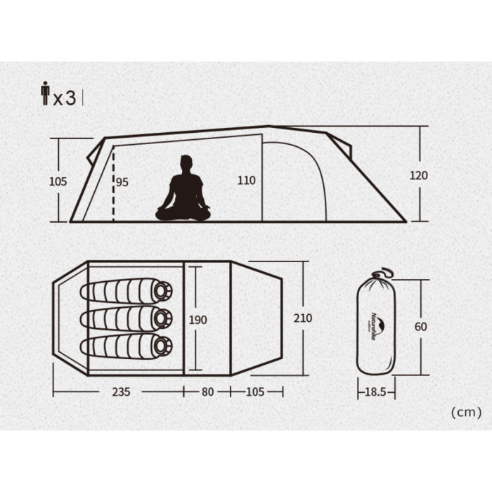 Намет тримісний Naturehike Opalus, UL, NH17L001-L, світло-зелений 