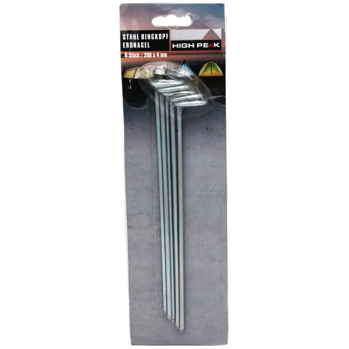 Кілочки High Peak Steel Round Peg 20 см 6 шт. - сріблясті (42213) 