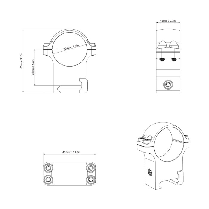 Кільця Vector Optics Сталеві 30 мм Weaver середні 