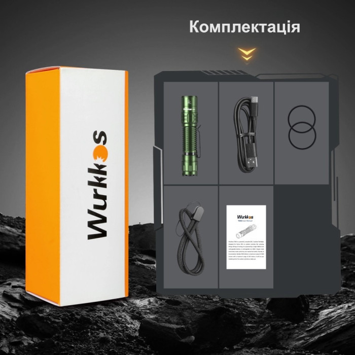 Ліхтар Wurkkos TD02 USB-C Rechargeable 18650 2000lm, чорний 